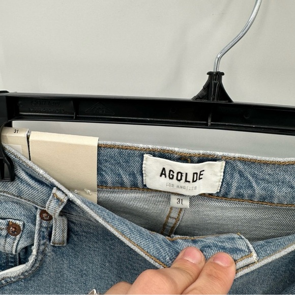 AGOLDE NWT Riley High Rise Straight Crop Denim Jean in Shiver // 31 - Picture 2 of 14